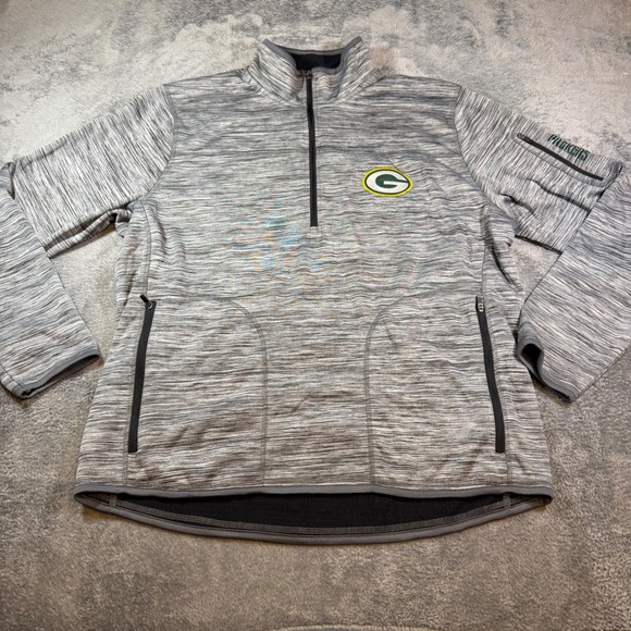 NFL Team Apparel Other - NFL‎ Green Bay Packers Mens XL Quarter Zip Pullover Grey Space Dye Fleece Jacket